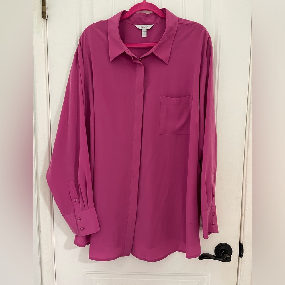 NWOT- nine west pink long sleeve shirt plus size